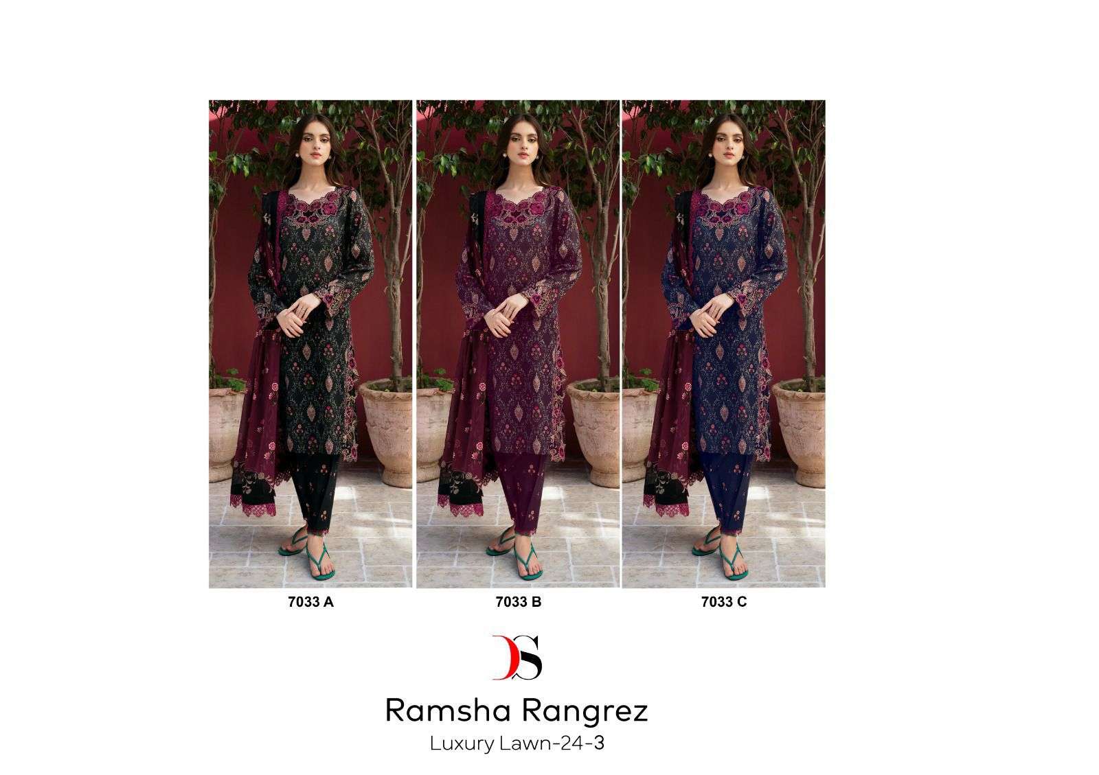 Deepsy Ramsha Rangrez Luxury Lawn 24 Vol 3 Nx Chiffon Dupatta salwar suit market in surat