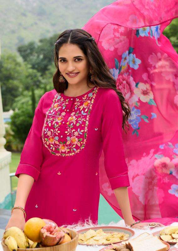 Anju Fabrics Desi Dhaga Pink Handmade kurti wholesale