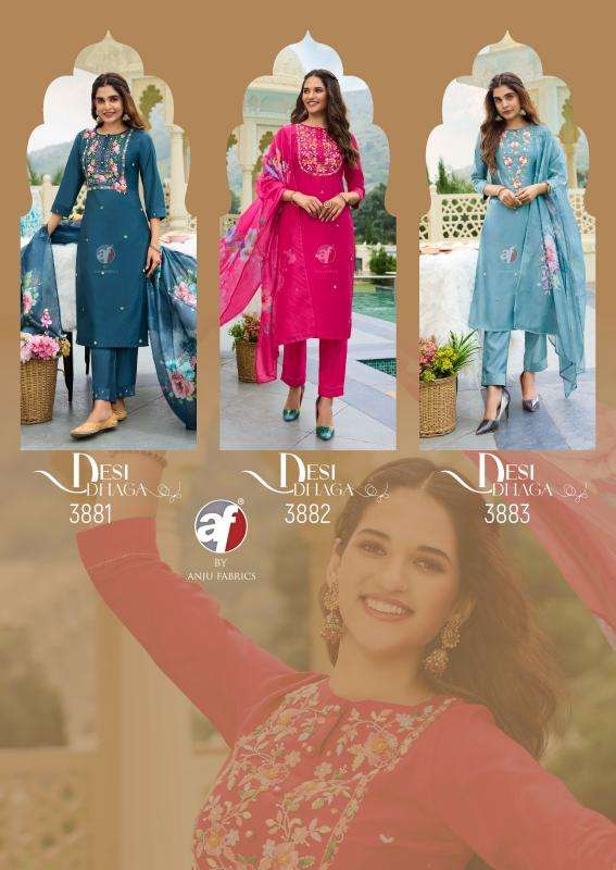 Anju Fabrics Desi Dhaga Pink Handmade kurti wholesale