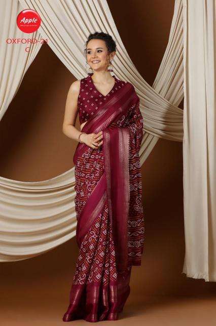 Apple Oxford 21 Blend Printed Saree wholesale market