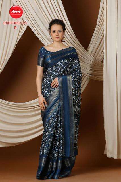 Apple Oxford 21 Blend Printed Saree wholesale market