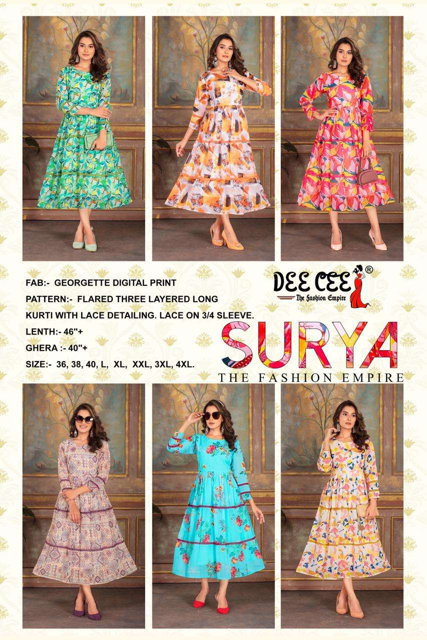 Deecee Surya Kurti material with embroidery