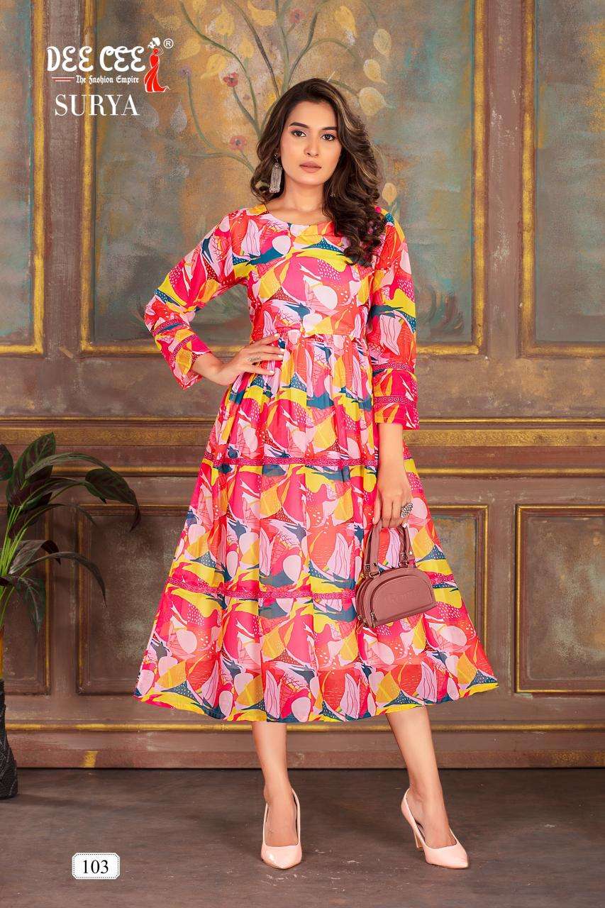 Deecee Surya Kurti material with embroidery