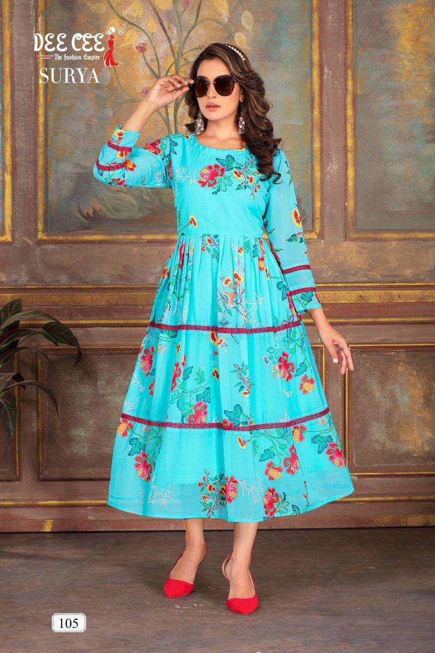 Deecee Surya Kurti material with embroidery