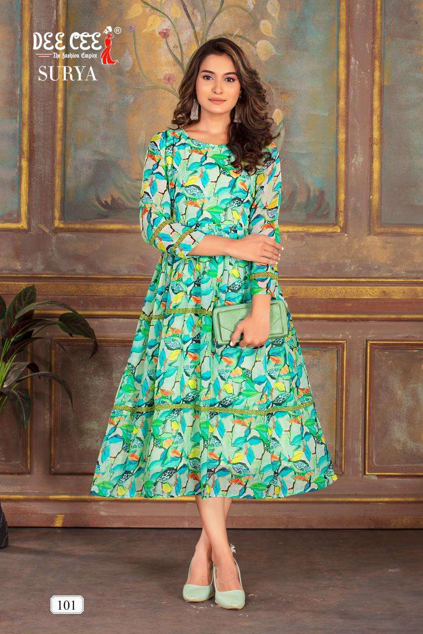 Deecee Surya Kurti material with embroidery