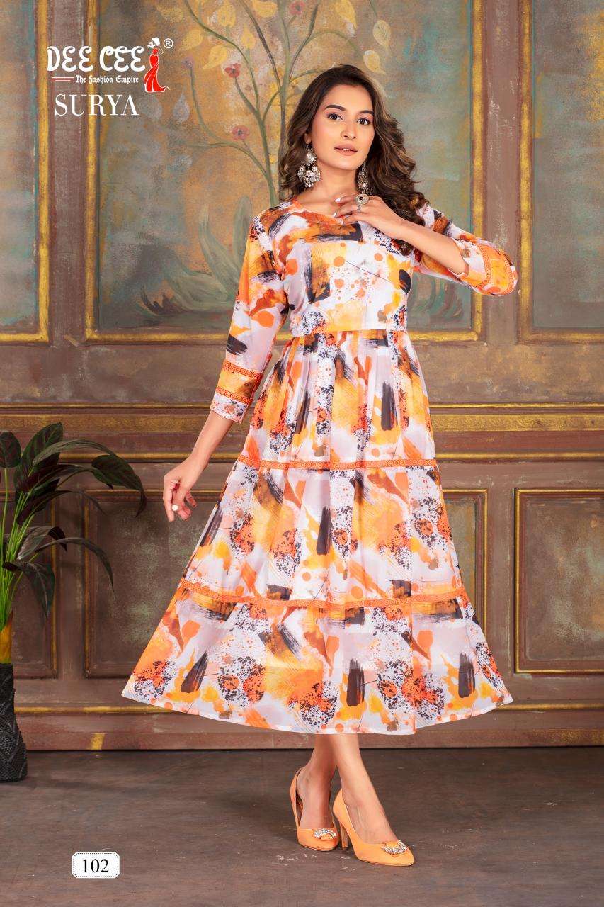 Deecee Surya Kurti material with embroidery