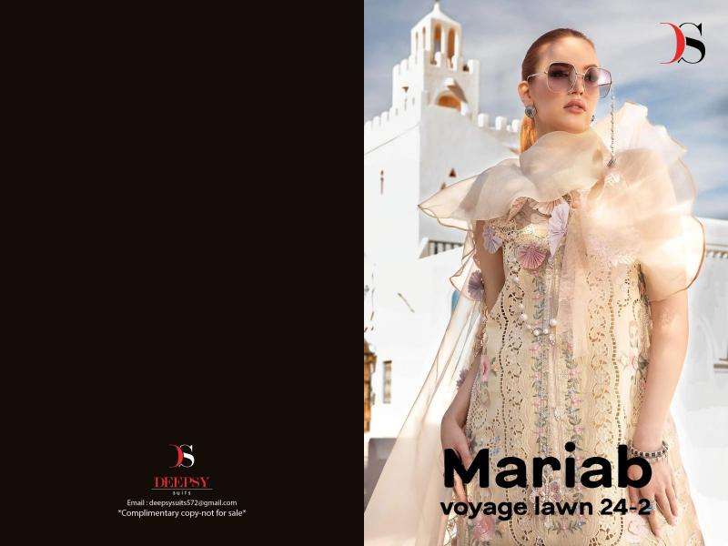 Deepsy Maria B Voyage Lawn 24 Vol 2 Chiffon Dupatta Pakistani suit material wholesale in Delhi