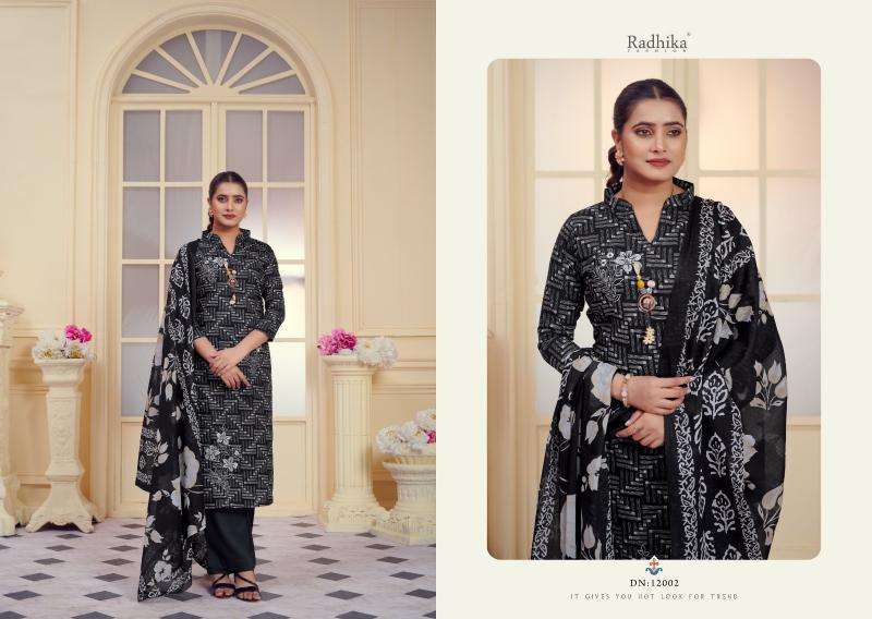 Radhika Azara All Black Dress Materials Wholesale textile market in india