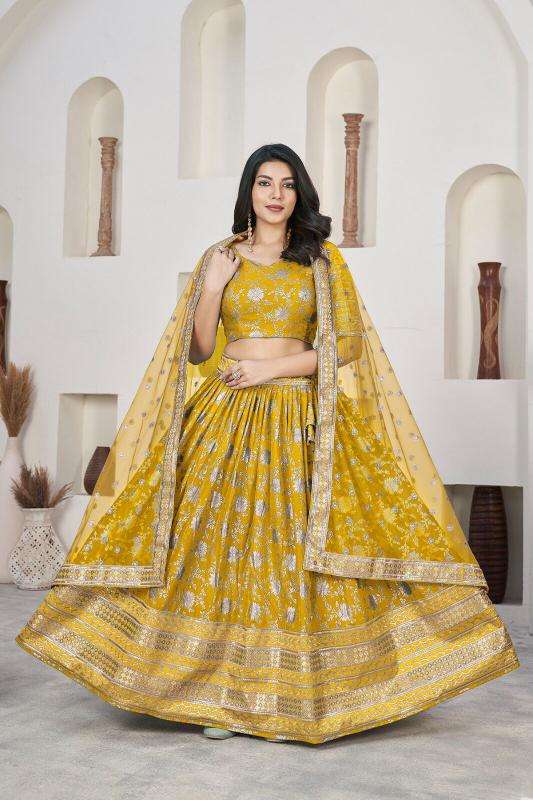 AALISHA VOL – 1 YELLOW 1018 Zari Embodry Lehenga Choli Traditional Indian clothing