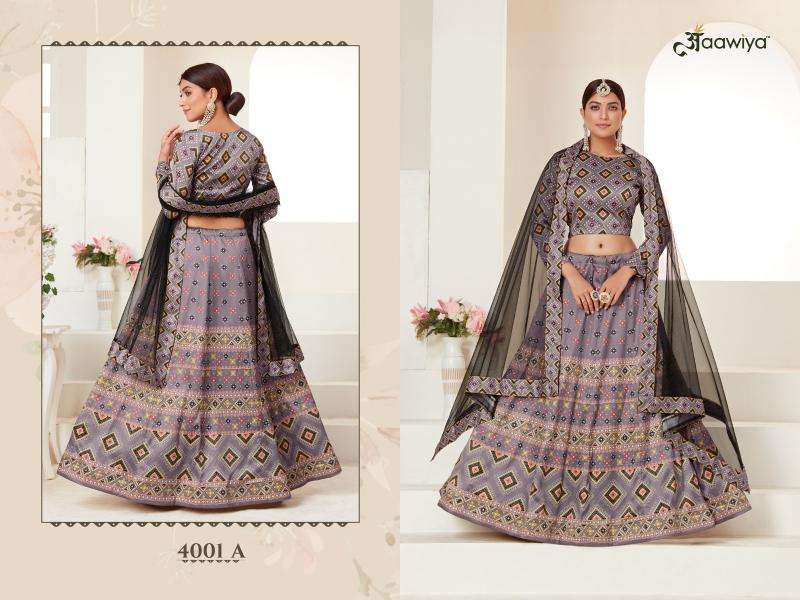 Aawiya 4001-A New Digital Printed Semi-Stitched Lehenga Choli wholesalers online in Surat