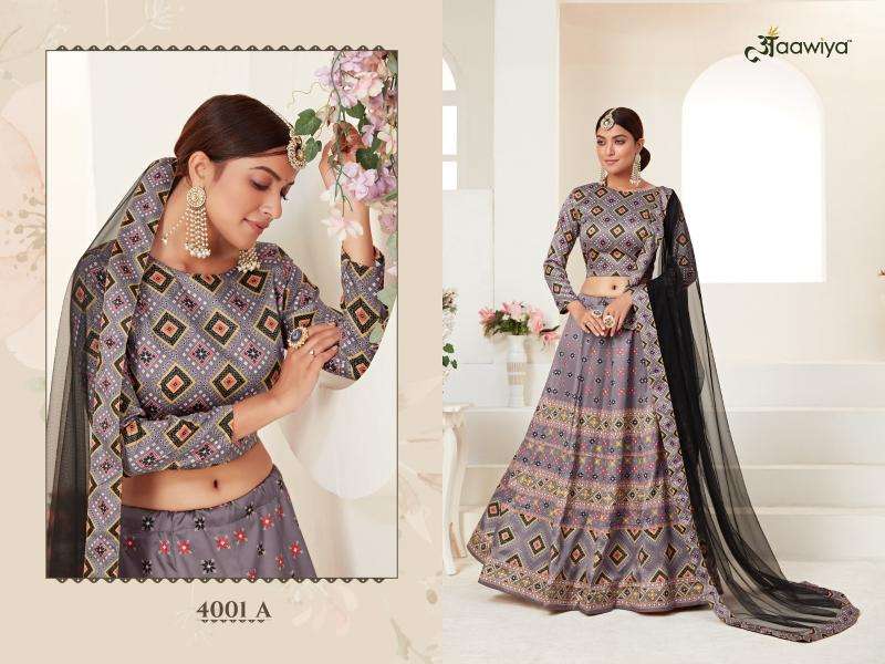 Aawiya 4001-A New Digital Printed Semi-Stitched Lehenga Choli wholesalers online in Surat