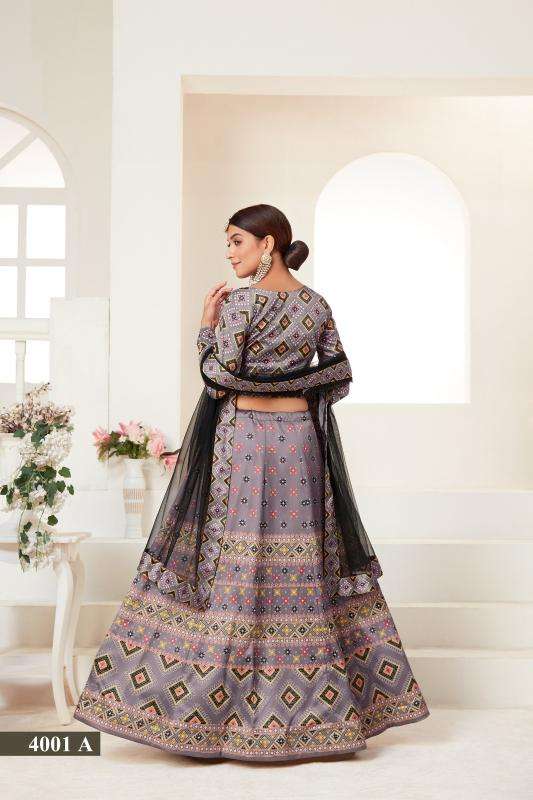 Aawiya 4001-A New Digital Printed Semi-Stitched Lehenga Choli wholesalers online in Surat