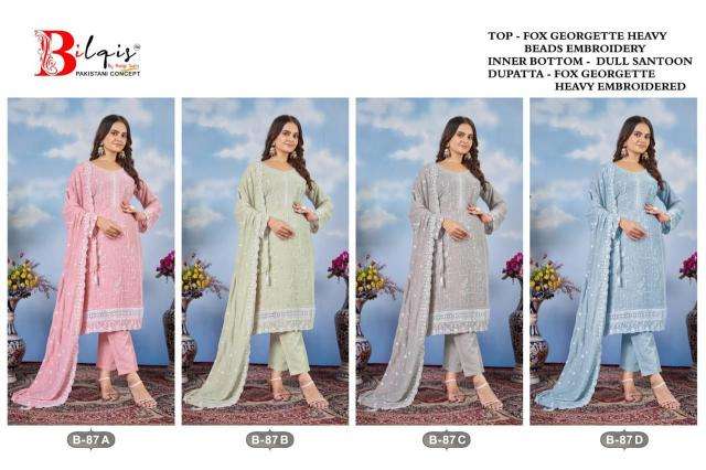 Bilqis B 87 A to D Bangalore wholesale Salwar suits