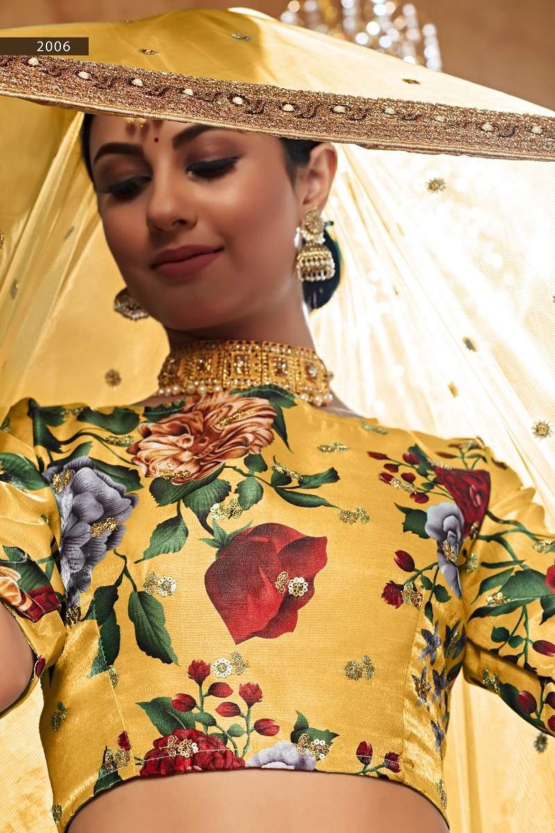 LISHVAA VOL-1 YELLOW FLOWER PRINTED LEHNAGA CHOLI Wholesale designer