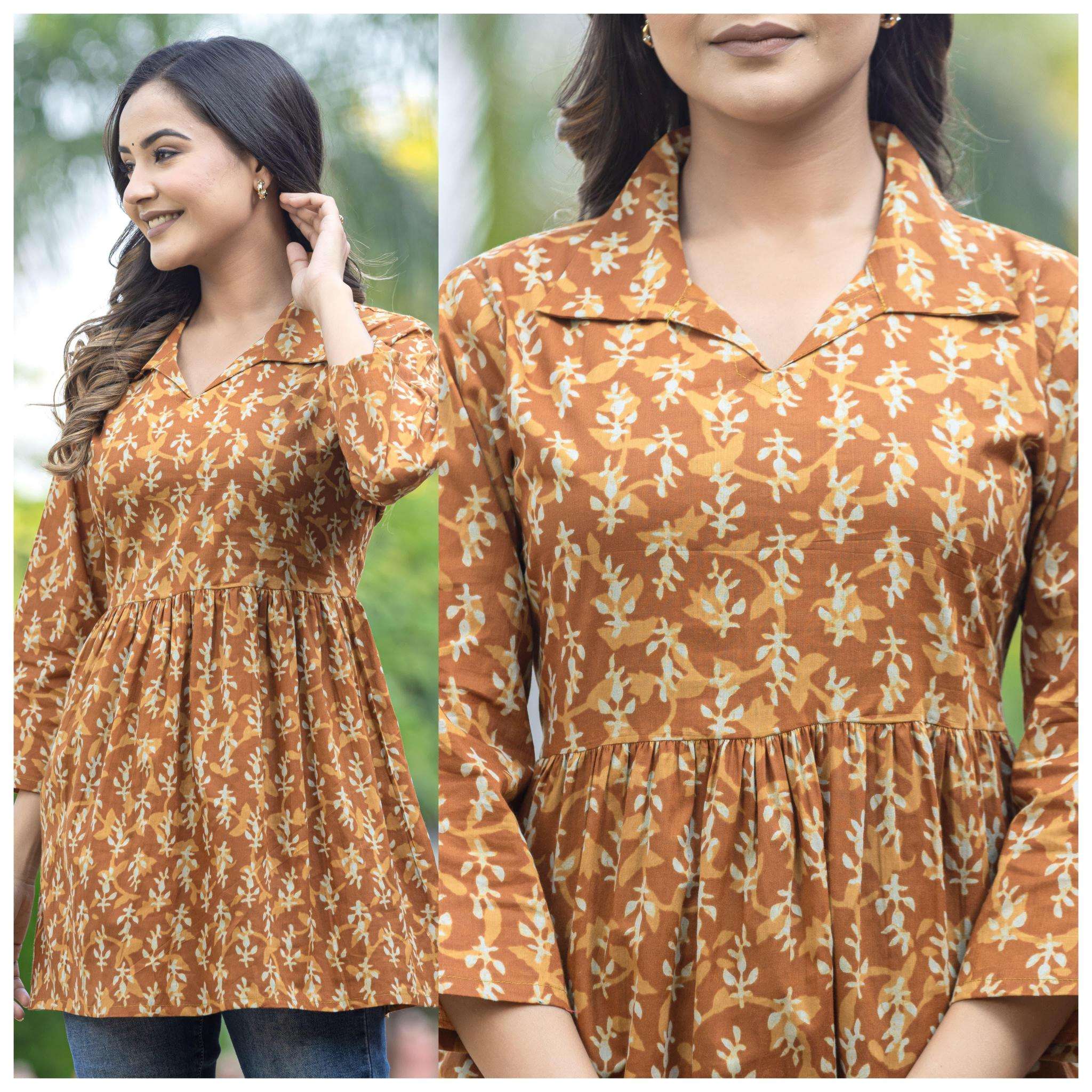 Sabella Cotton Collared Neck peplum top Kurti distributors in Mumbai