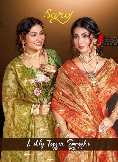 Saroj Lilly tissue vol.1 Designer saree wholesalers in Ahmedabad