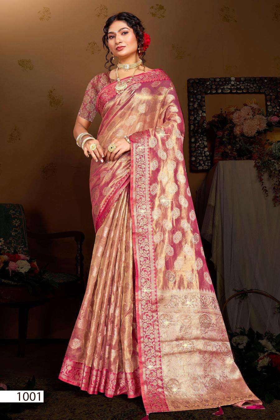 Saroj Lilly tissue vol.1 Designer saree wholesalers in Ahmedabad