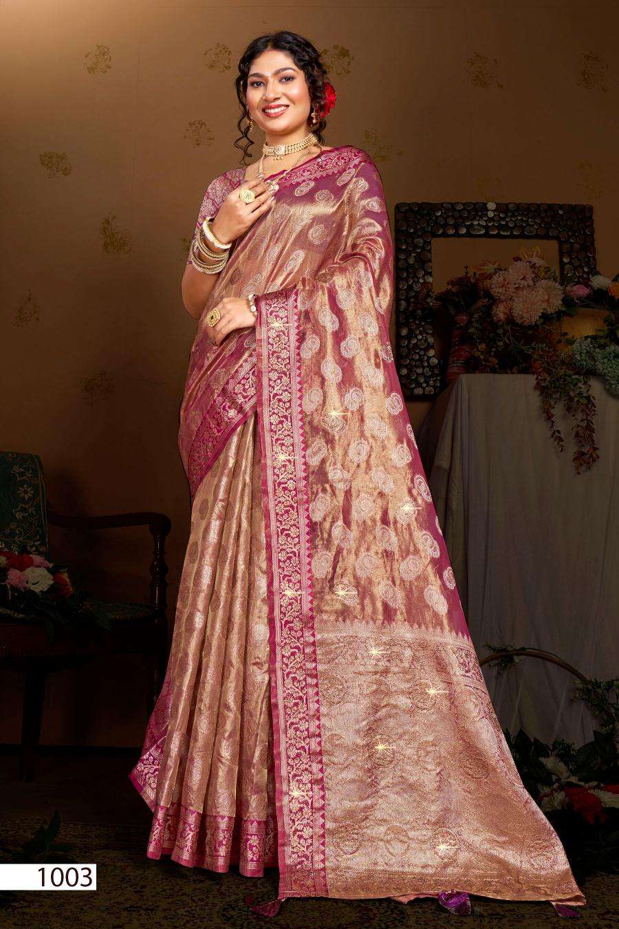 Saroj Lilly tissue vol.1 Designer saree wholesalers in Ahmedabad