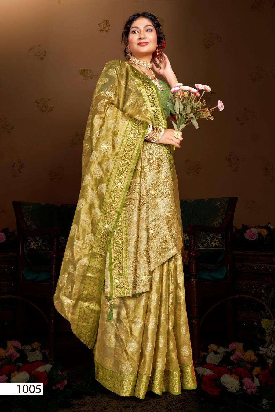 Saroj Lilly tissue vol.1 Designer saree wholesalers in Ahmedabad