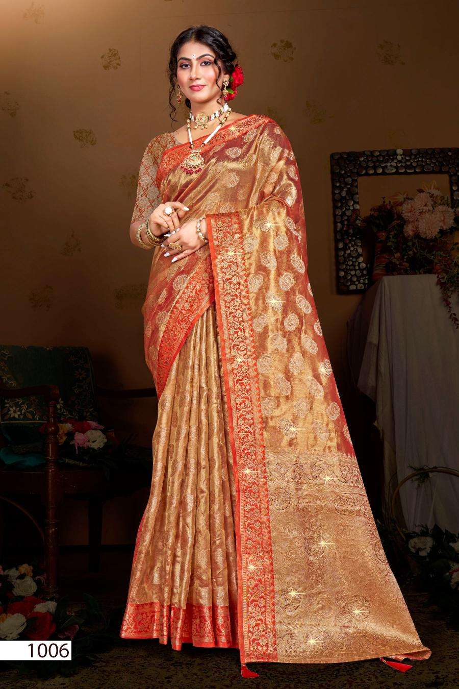 Saroj Lilly tissue vol.1 Designer saree wholesalers in Ahmedabad