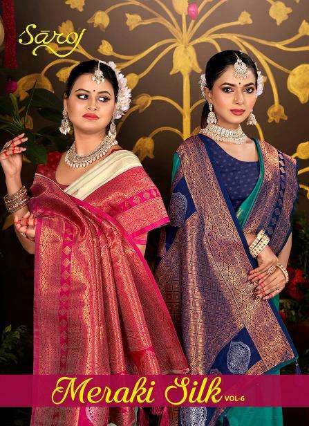 Saroj Meraki silk vol.6 50*600 Wholesale saree market in Surat online