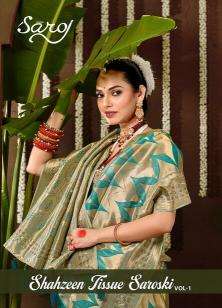 Saroj Shahzeen tissue Swarovski vol.1 Wholesale saree shops in Ahmedabad