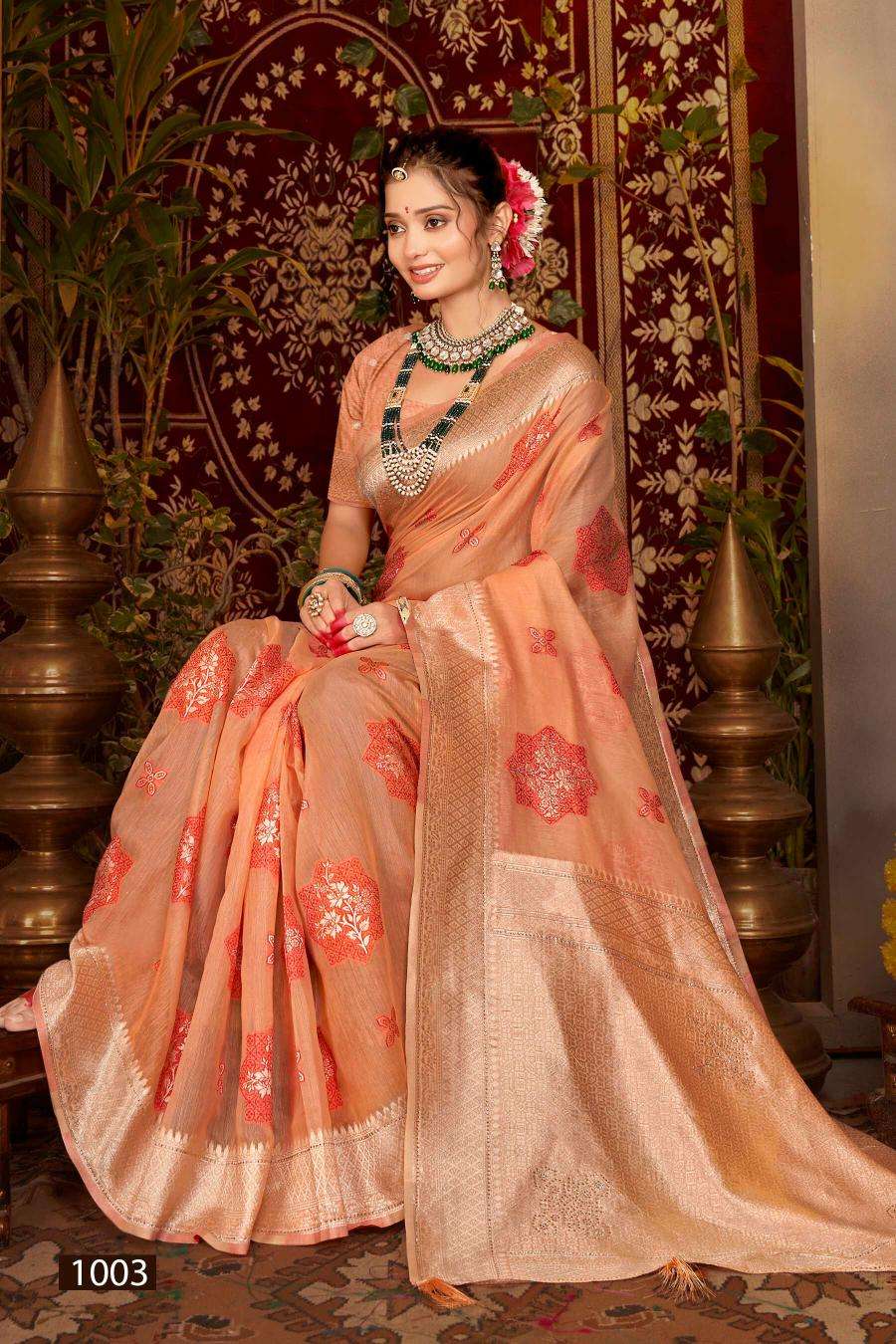 Saroj Shahzeen tissue Swarovski vol.2 Wholesale saree manufacturers in Ahmedabad