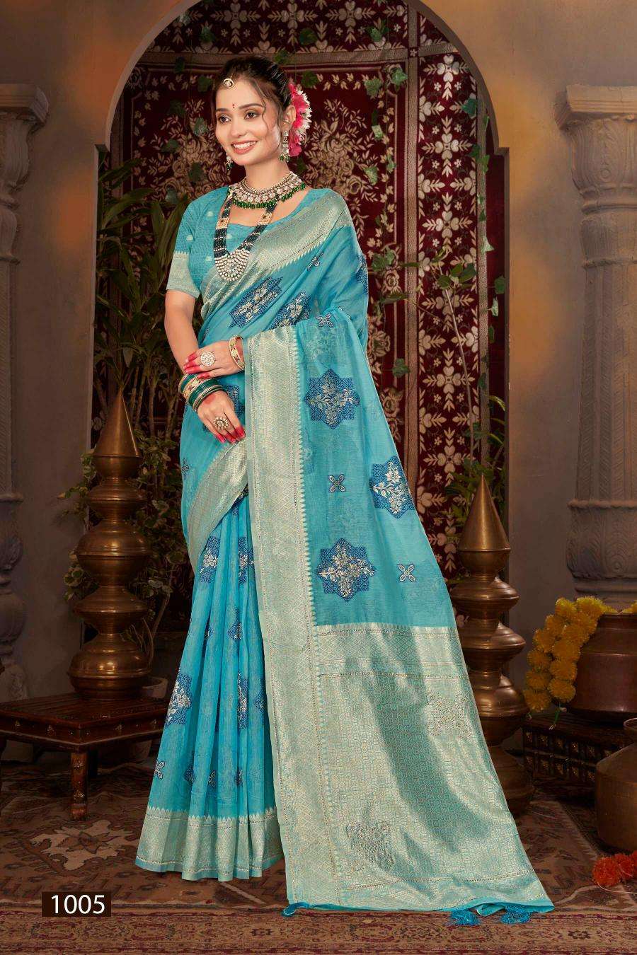 Saroj Shahzeen tissue Swarovski vol.2 Wholesale saree manufacturers in Ahmedabad