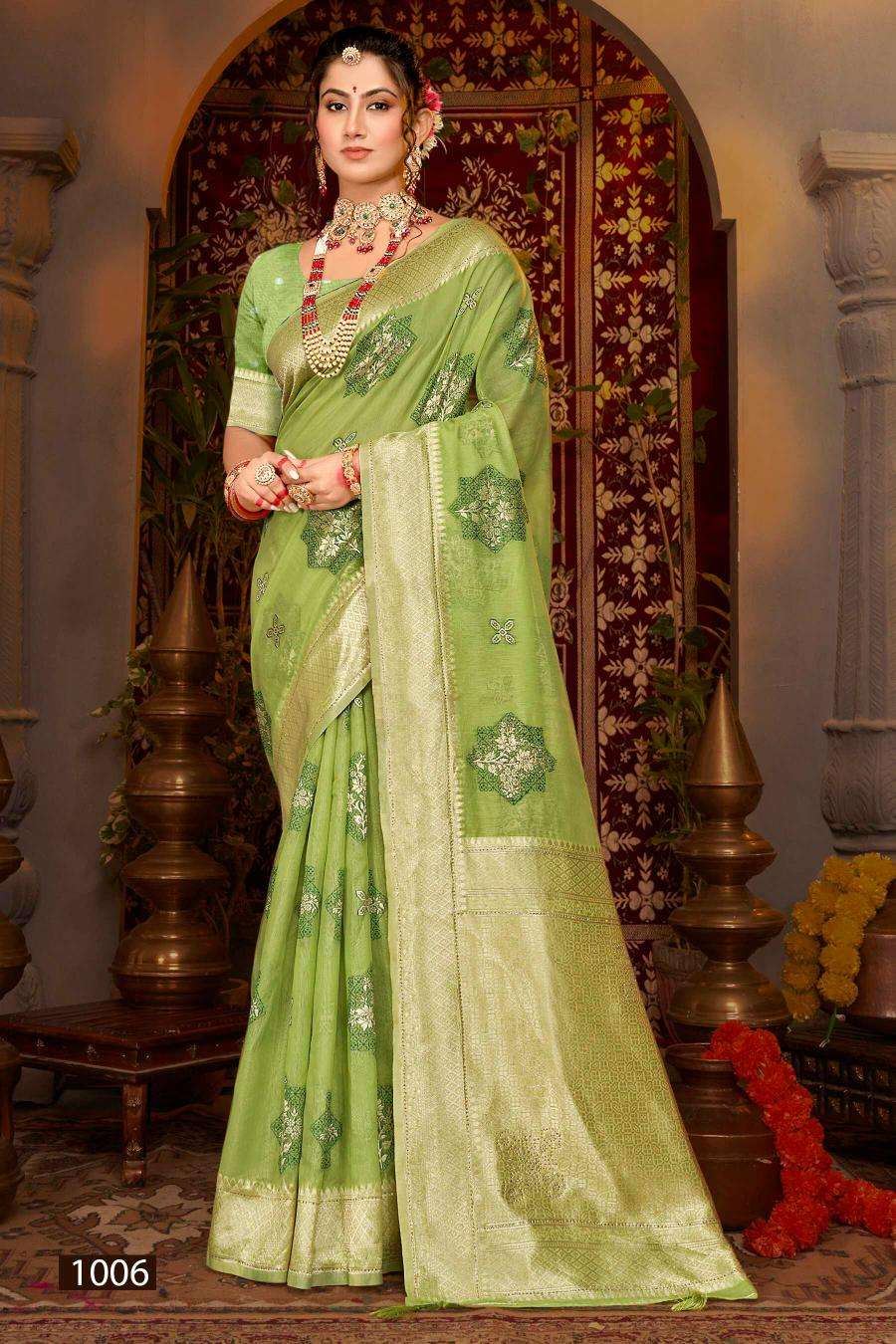 Saroj Shahzeen tissue Swarovski vol.2 Wholesale saree manufacturers in Ahmedabad