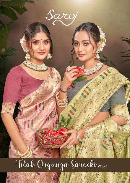 Saroj Tilak organza swarovski vol.3 Wholesale saree dealer in Surat