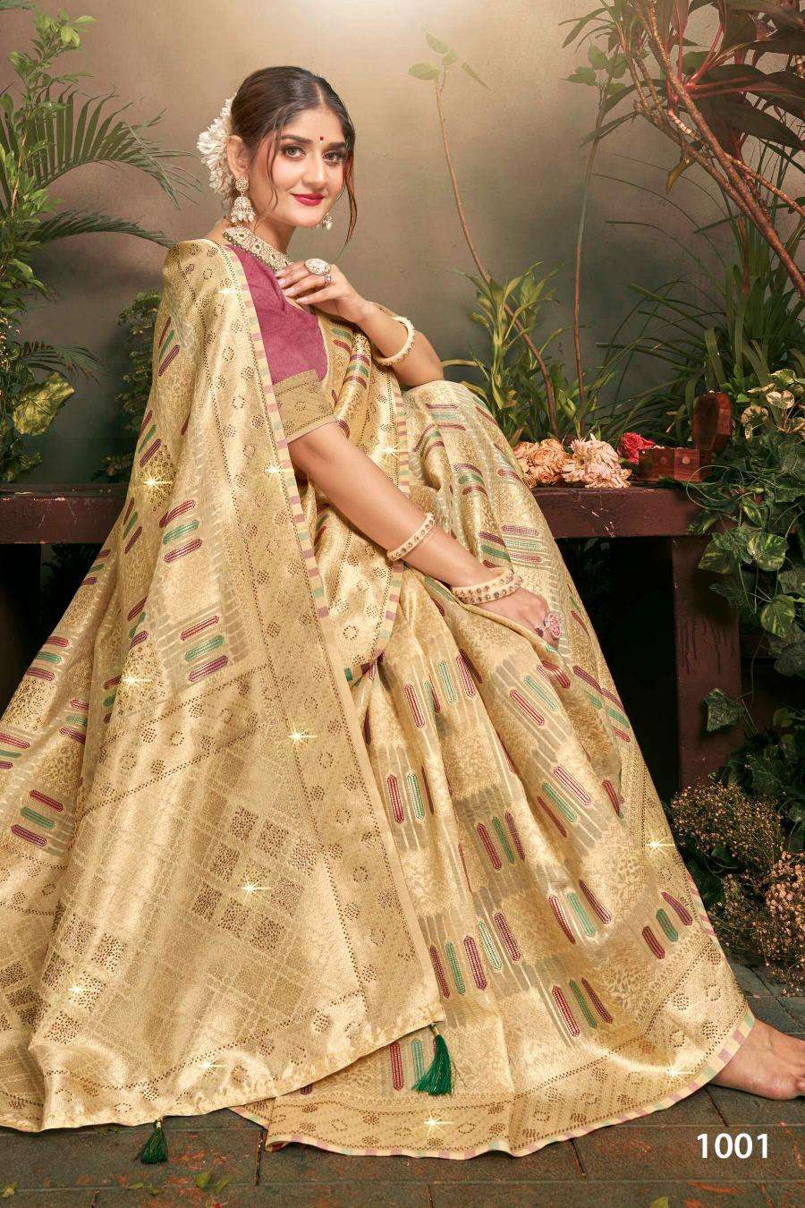 Saroj Tilak organza swarovski vol.3 Wholesale saree dealer in Surat