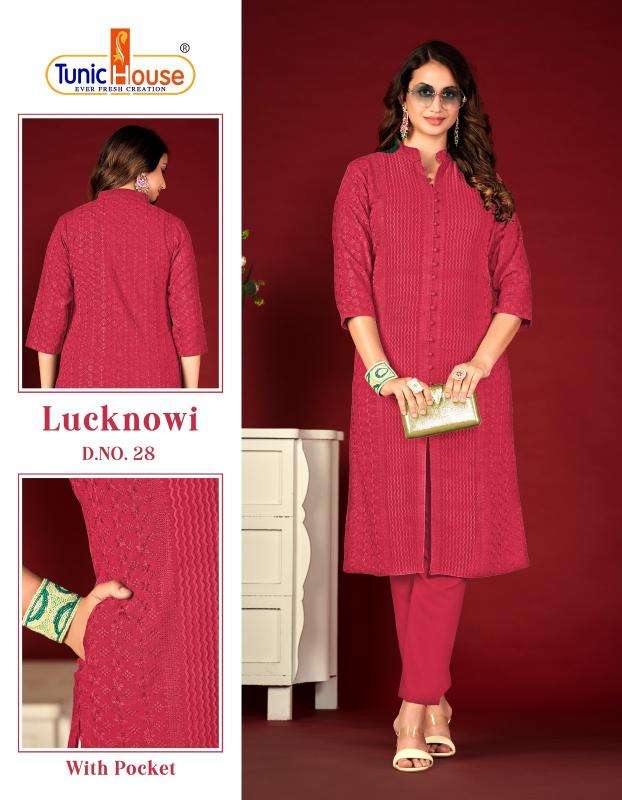 TUNIC HOUSE LUCKNOWI CHIKANKARI D- 28 Wholesale designer Kurtis in Hyderabad