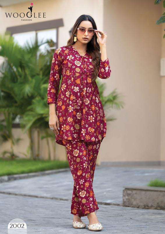 Wooglee Devyani Co Ord Set Long Kurtis wholesaler in surat