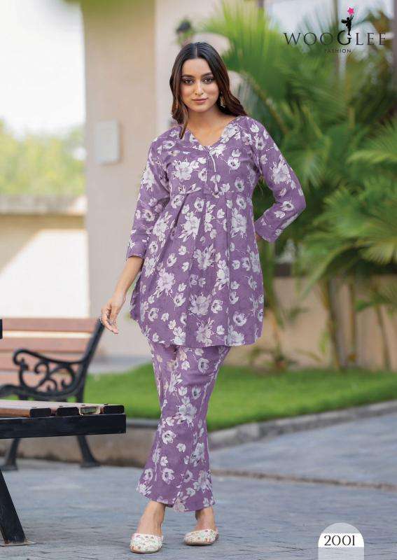 Wooglee Devyani Co Ord Set Long Kurtis wholesaler in surat