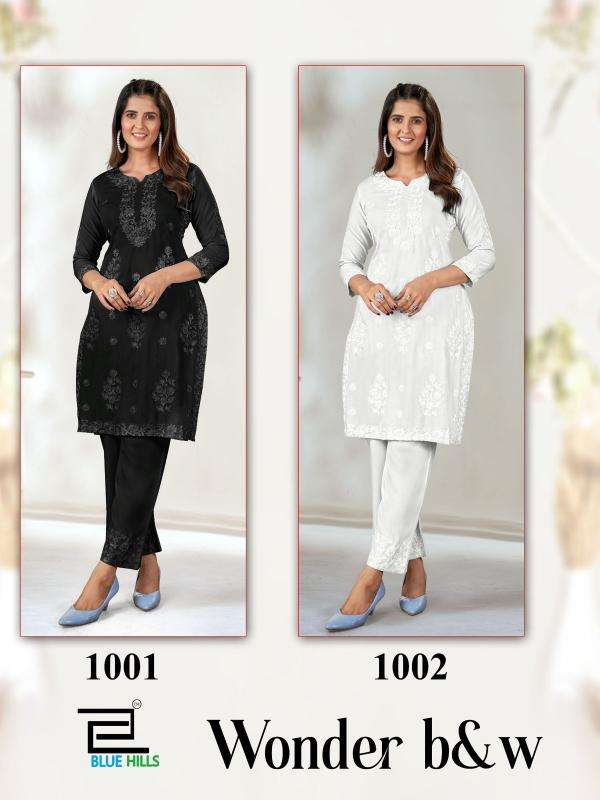 Blue Hills Wonder Black and white Designer Kurtis wholesale