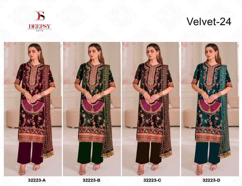 Deepsy Velvet 24 D- 32223 A To D Salwar Kameez wholesalers in Kolkata