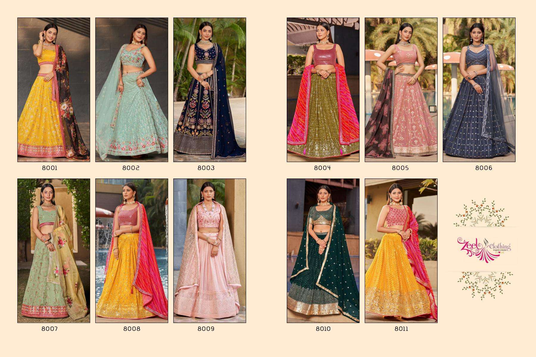 Zeel Clothing Golden Palm lehenga Choli wholesalers in Gujarat