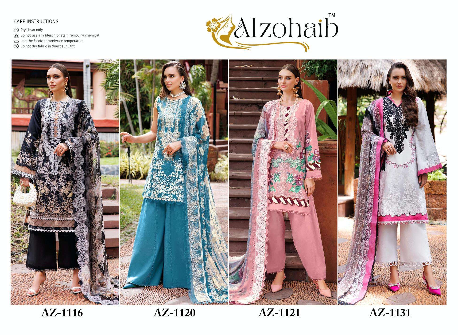 Alzohaib Az 1116 To 1131 Chiffon Dupatta Pakistani suits manufacturers in Mumbai