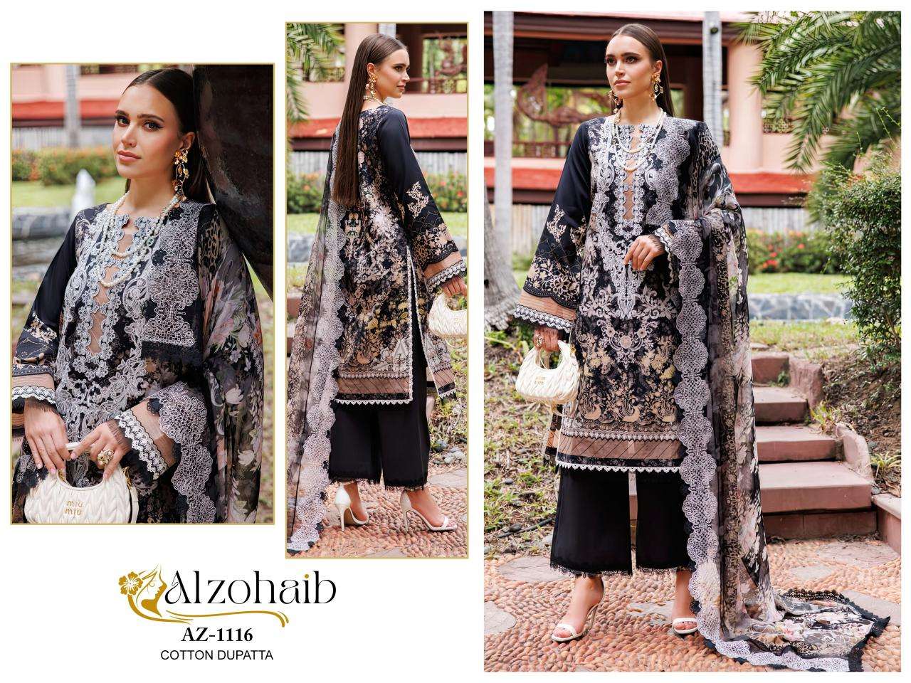 Alzohaib Az 1116 To 1131 Chiffon Dupatta Pakistani suits manufacturers in Mumbai