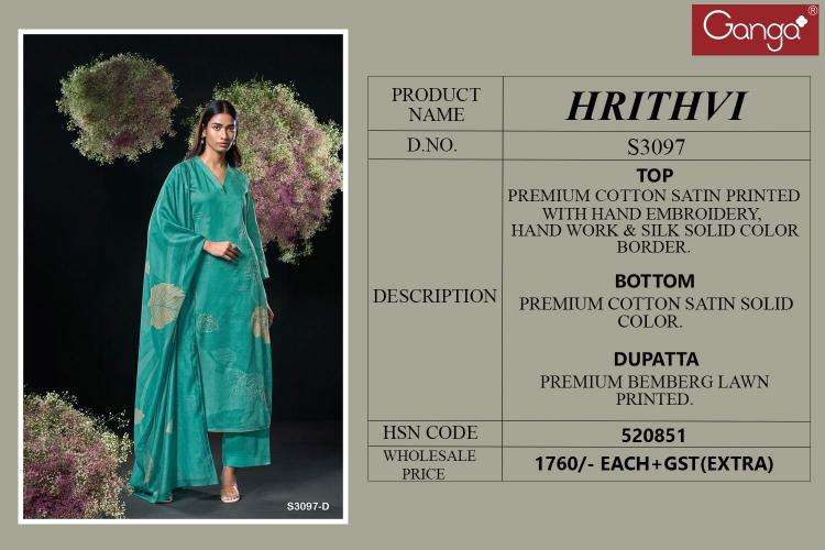 Ganga Hrithvi 3097 Pakistani suits suppliers in Mumbai