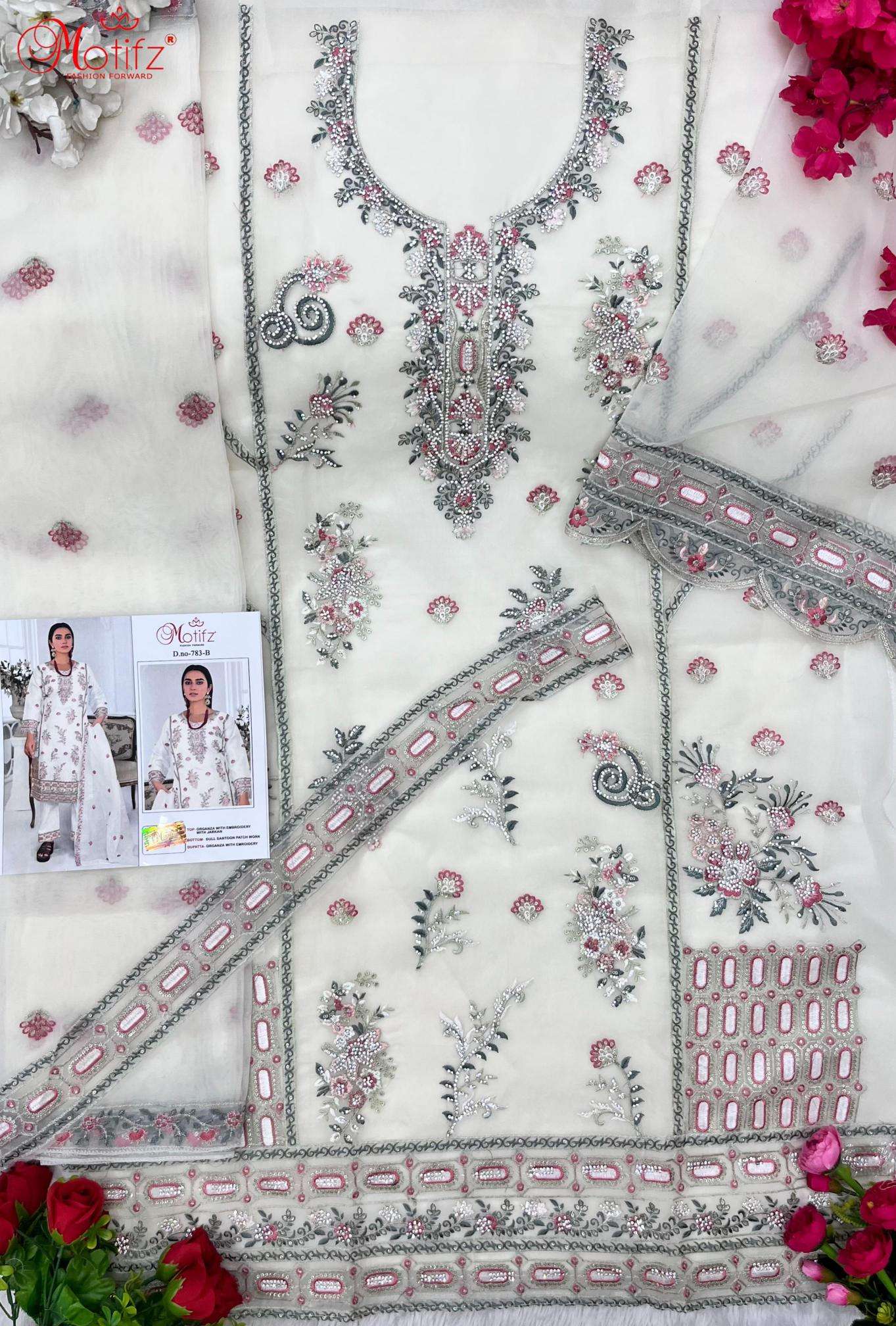 Motifz 783 Organza Pakistani silk suits in Mumbai