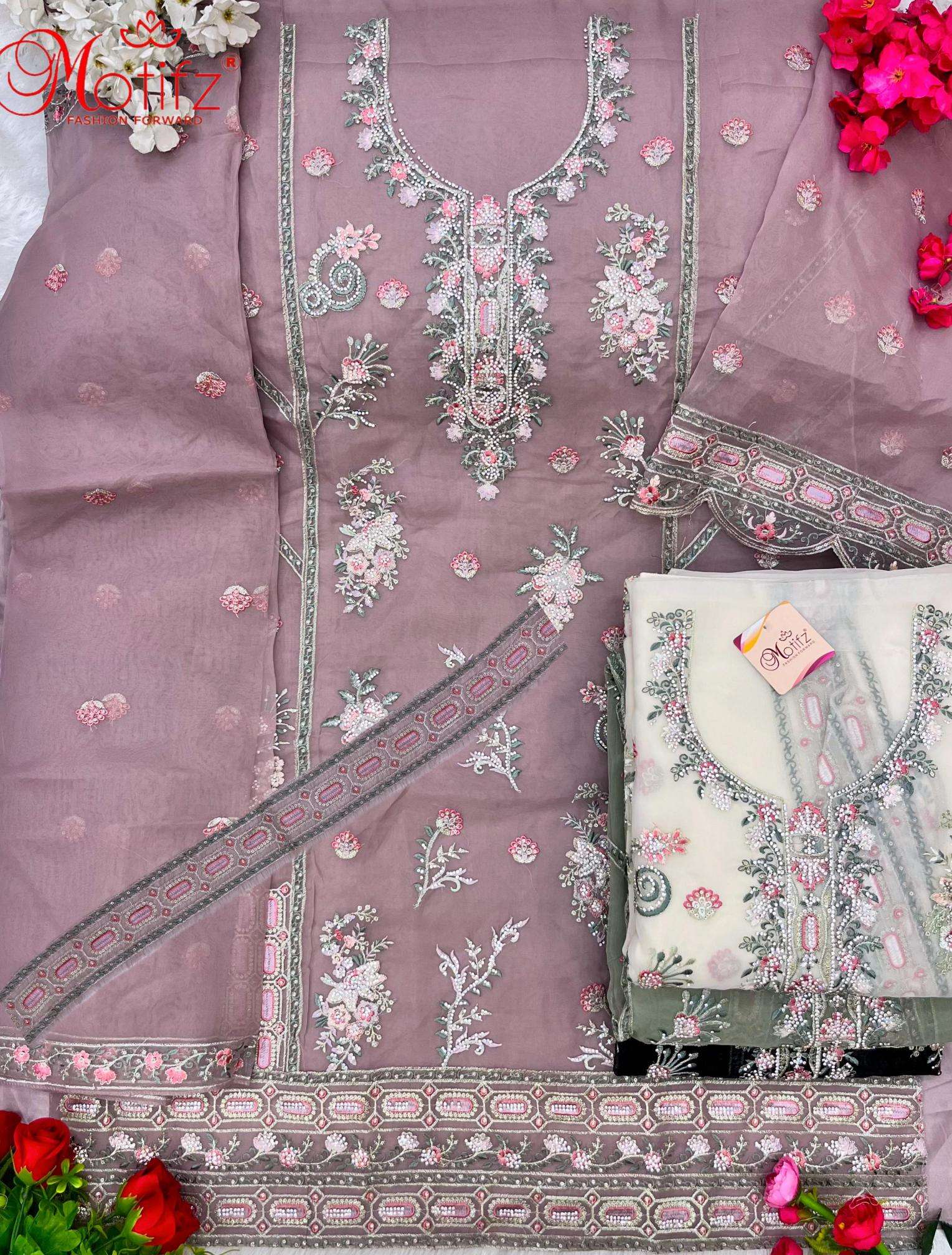 Motifz 783 Organza Pakistani silk suits in Mumbai