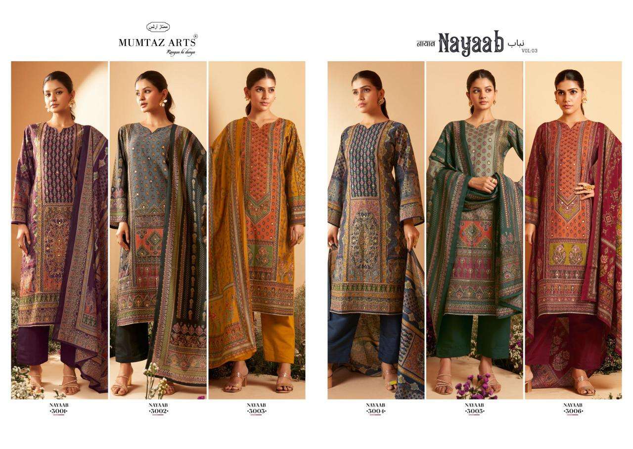 Mumtaz Arts NAYAAB Vol 3 Unstitched dress materials