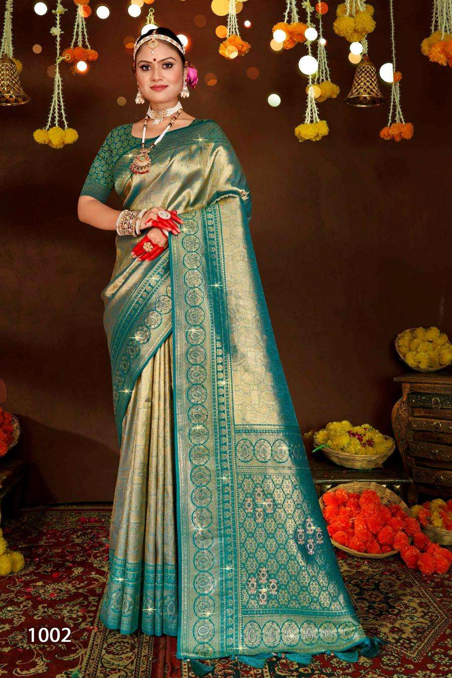 Saroj Sangeeta tissue swarovski vol.2 Saree manufacturers in Surat