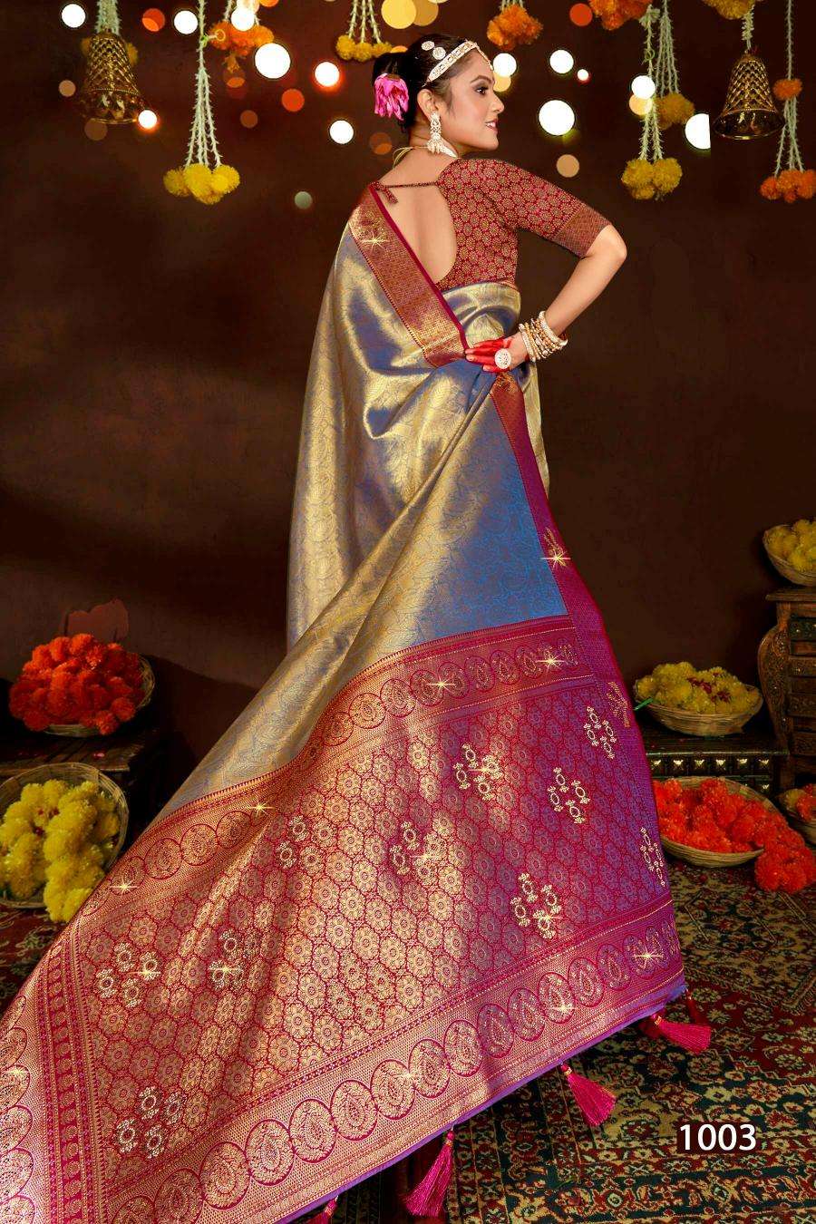 Saroj Sangeeta tissue swarovski vol.2 Saree manufacturers in Surat