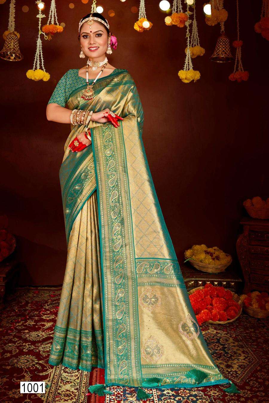 Saroj Sangeeta tissue swarovski vol.3 Saree wholesale market