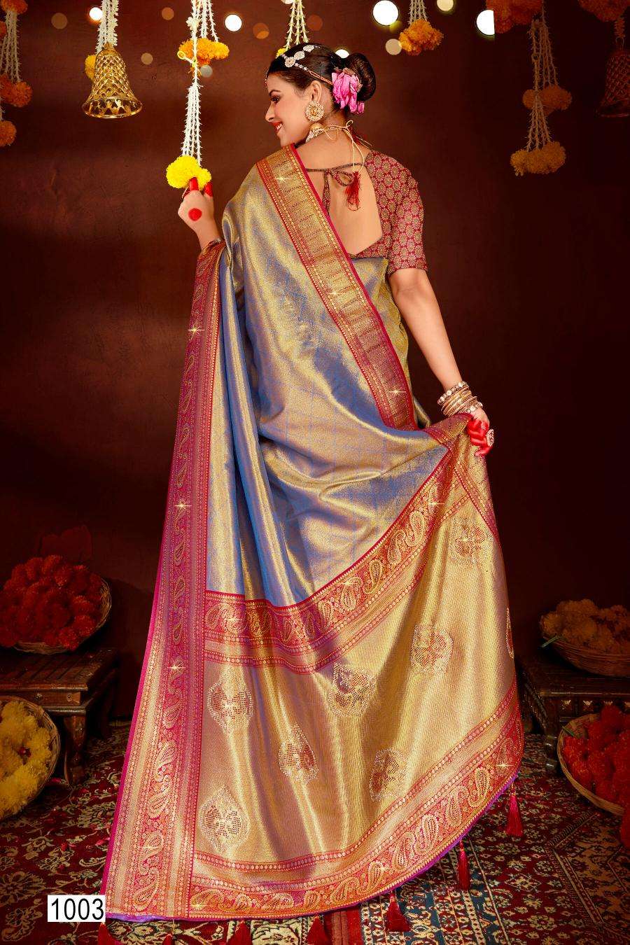 Saroj Sangeeta tissue swarovski vol.3 Saree wholesale market