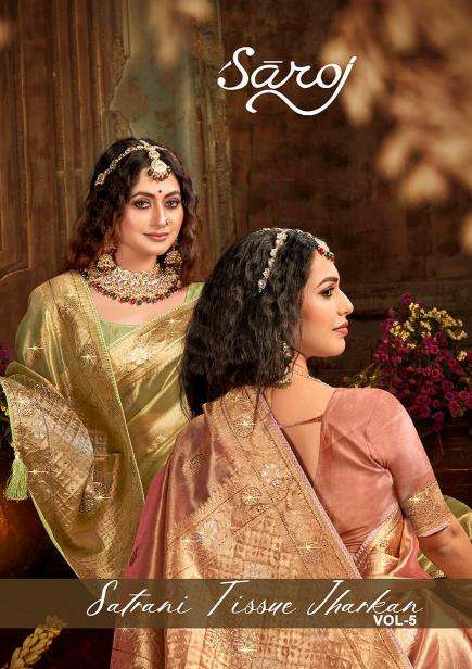 Saroj Satrani tissue jharkan vol.5 Designer sarees wholesale