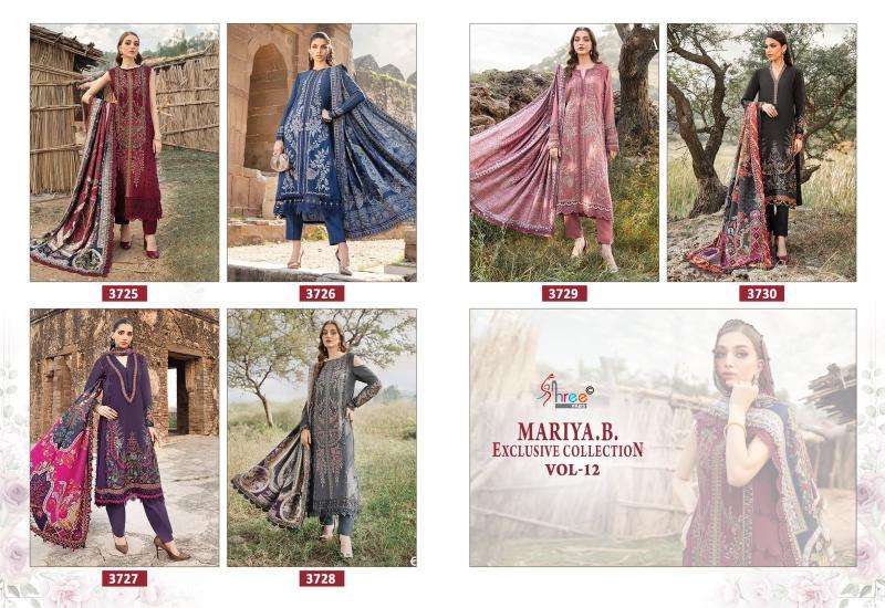 Shree Mariya B Exclusive Collection Vol 12 Chiffon Dupatta Pakistani lawn suits in Mumbai