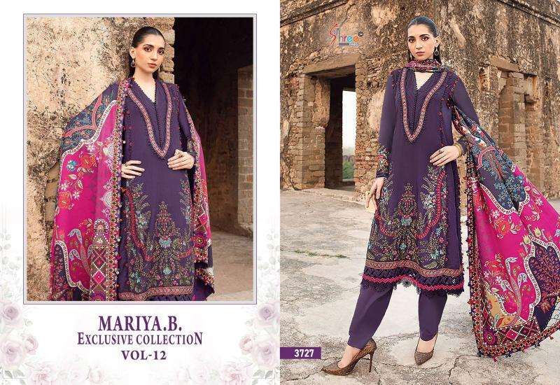 Shree Mariya B Exclusive Collection Vol 12 Chiffon Dupatta Pakistani lawn suits in Mumbai